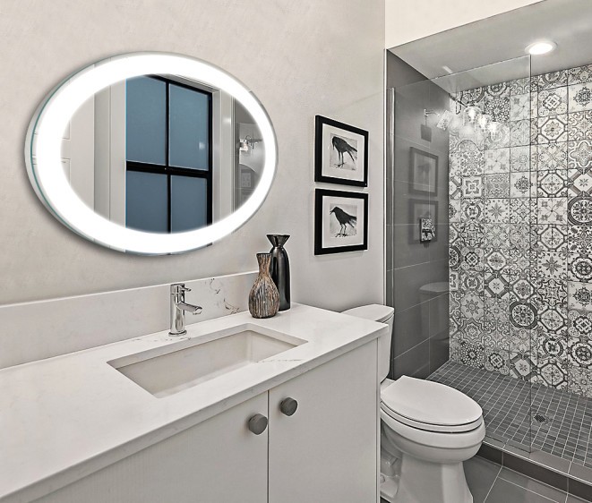 Овальное зеркало с LED подсветкой в ванную комнату Italia - Фото 3