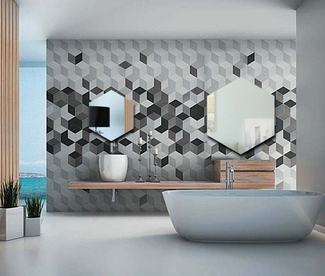 Шестиугольное зеркало без подсветки Hexagon - Фото 4 Шестиугольное зеркало без подсветки Hexagon - Фото 4