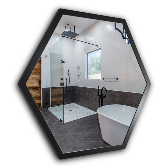 Зеркало в черной раме Hexagon Alu H Black - Фото 2