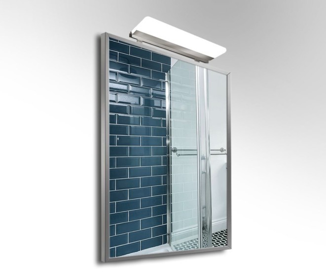 Зеркало в алюминиевой раме с наружным LED светильником alu 001 + Consol 01 - Фото 1