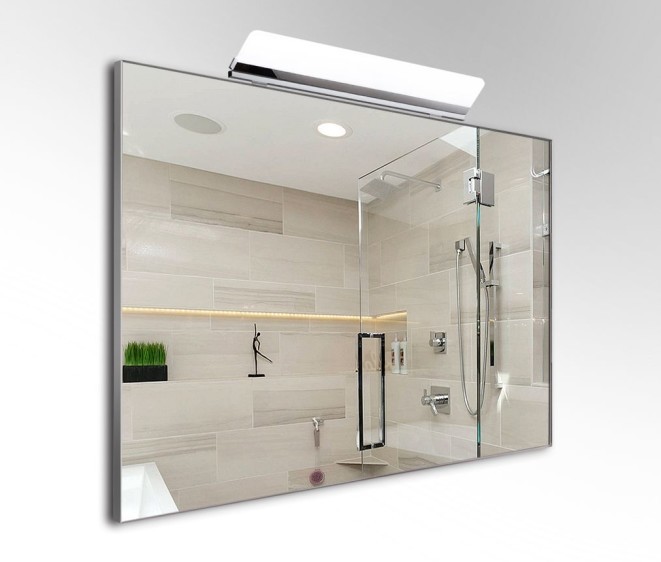 Зеркало в алюминиевой раме с наружным LED светильником alu 008 + Consol 01 - Фото 1