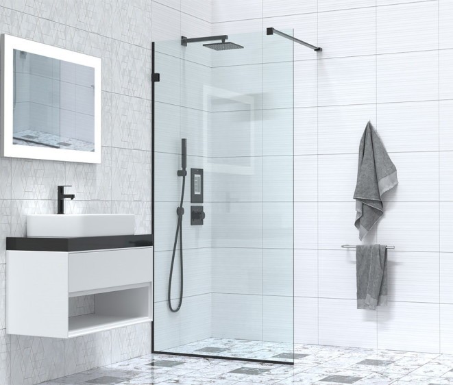 Перегородка для душу Belmont Black 200x140 - Фото 2